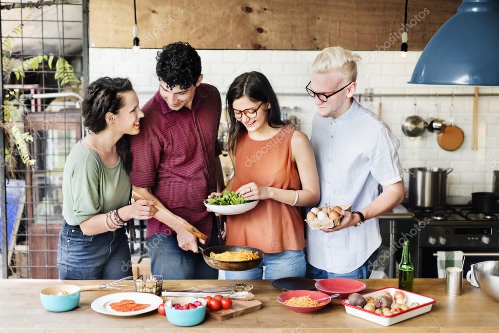 Friends cooking on Kitchen Stock Photo by ©Rawpixel 105315404