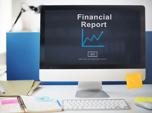 Financial report on monitor Concept — Stock Photo, Image