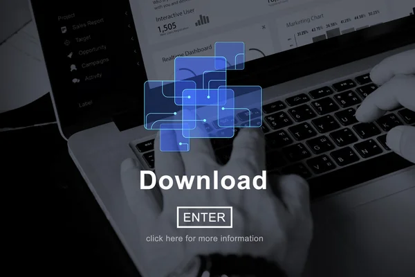 Herunterladen, online website technology concept — Stockfoto