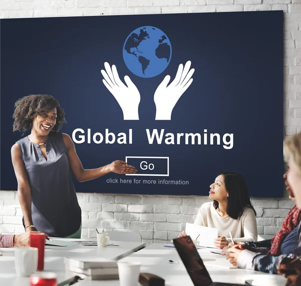 Reunião de negócios com o aquecimento global — Fotografia de Stock