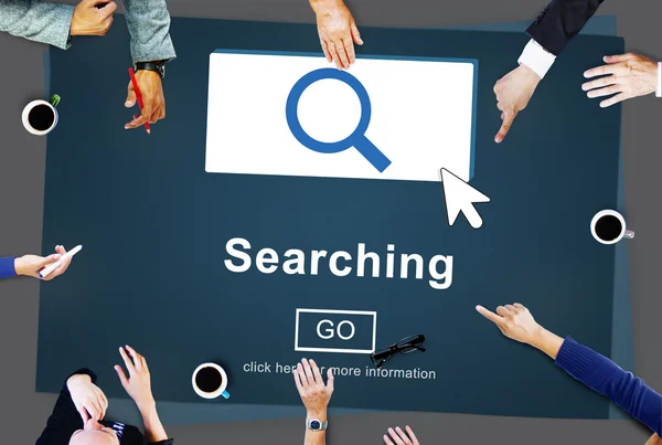 Business People Using Searching on Meeting — Stock Photo, Image