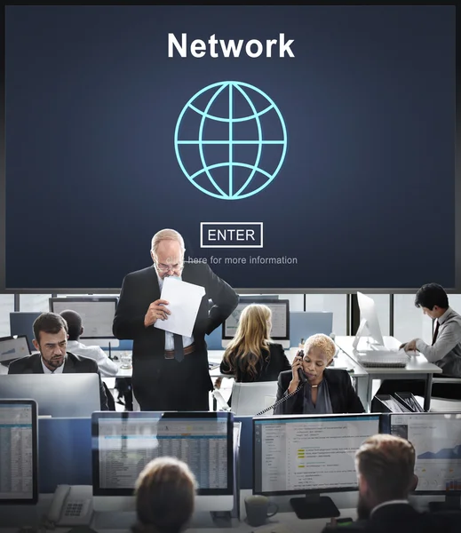 Werknemers van het bedrijf en netwerk — Stockfoto