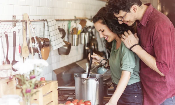 Couple together Cooking — Stock Photo, Image