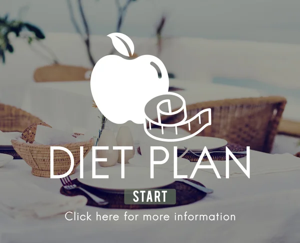 Tafel in restaurant met tekst dieetplan — Stockfoto