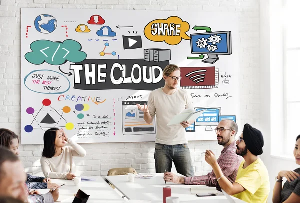 Réunion d'affaires avec cloud — Photo