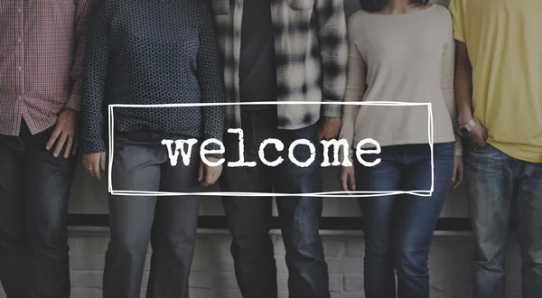 Diversity people with welcome — Stock Photo, Image