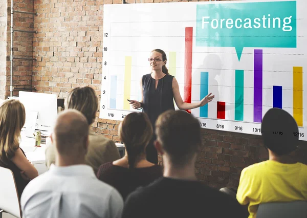 People at conference with Forecasting — Stock Photo, Image