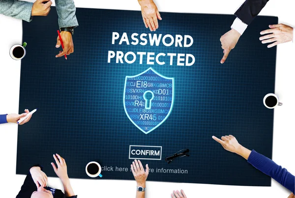 Business People Pointing on Password Protected — Stock Photo, Image