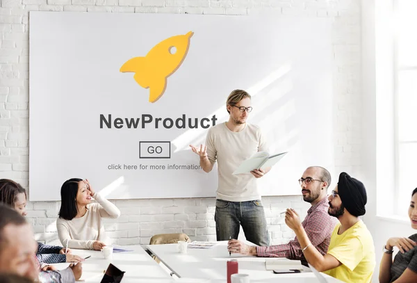 Business meeting with new product — Stock Photo, Image