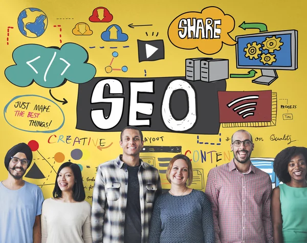 Diversity people with seo — Stock Photo, Image