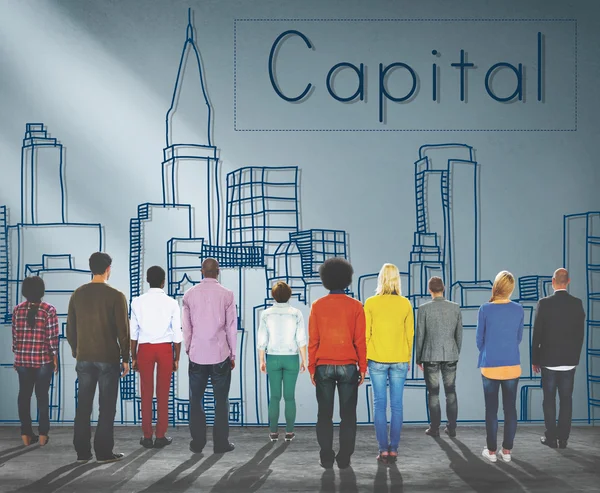 Multietniskt människor och kapital koncept — Stockfoto