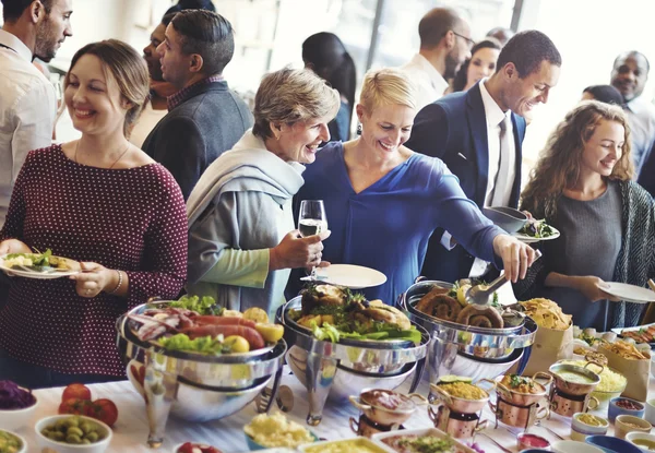 People with cups and plates — Stock Photo, Image