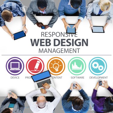 İş adamları ve Duyarlı Web Tasarım Konsepti