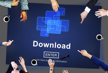 Üzerinde işaret eden iş adamları indir