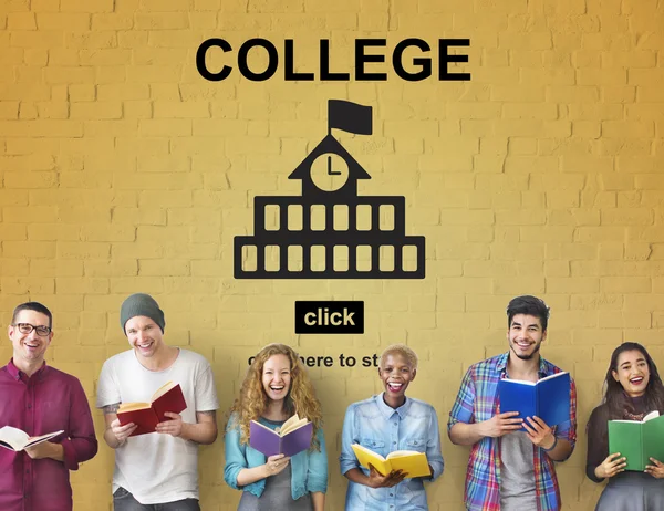 Diversiteit mensen en college — Stockfoto