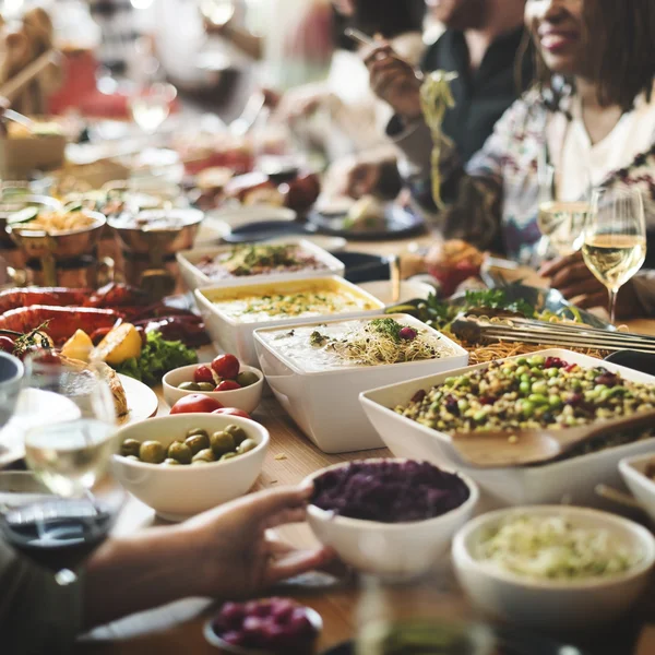 People enjoying food