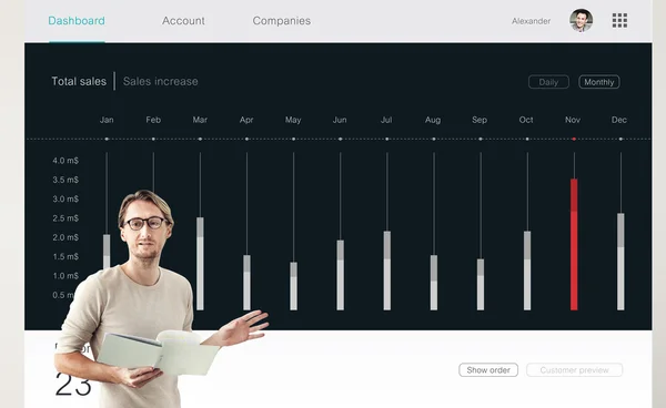 Empresario Trabajando con Dashboard — Foto de Stock