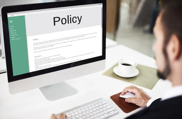 Computer monitor with policy — Stock Photo, Image