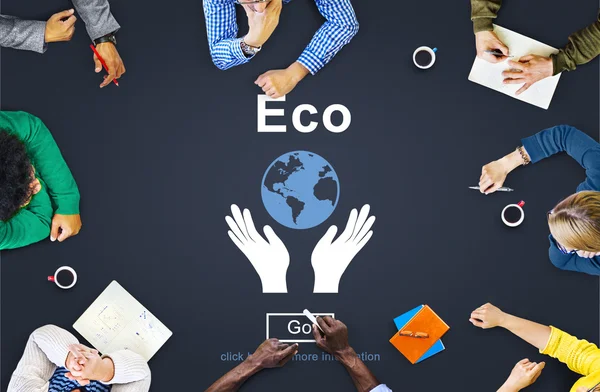 Business People Pointing on Ecology Concept — Stock Photo, Image