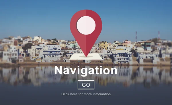Ícone de localização com navegação — Fotografia de Stock