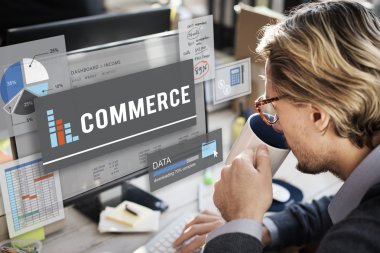 Ofisteki işadamı bilgisayarla çalışıyor