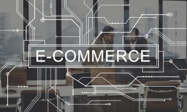 Tartışırken meslektaşları ve E-ticaret