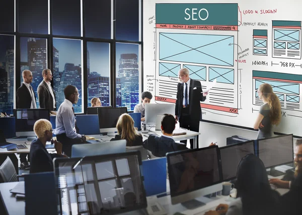 Business people working and seo — Stock Photo, Image