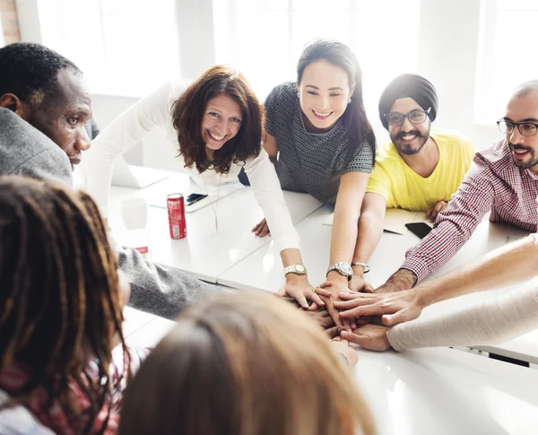 Cheerful Team Join Hands — Stock Photo, Image