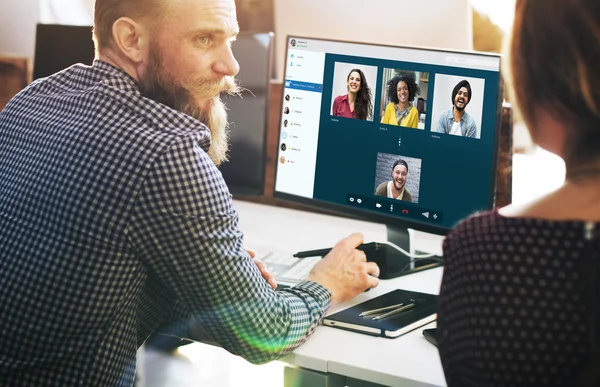 Group Friends Video Chat — Stock Photo, Image