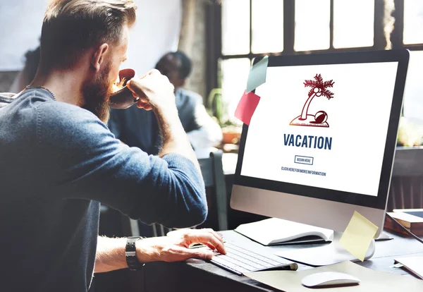 Business man working and vacation — стоковое фото
