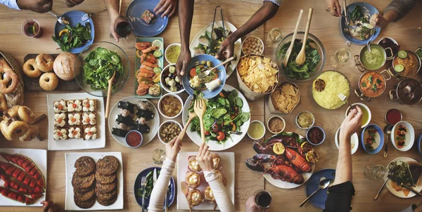 People enjoying food