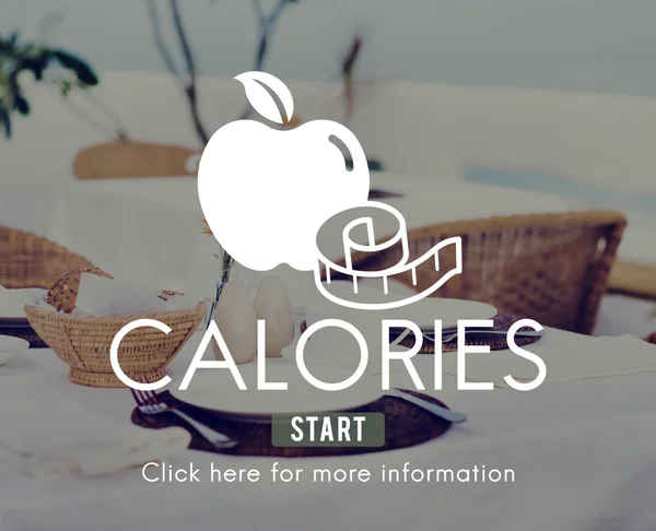 Tafel in restaurant met tekst calorieën — Stockfoto