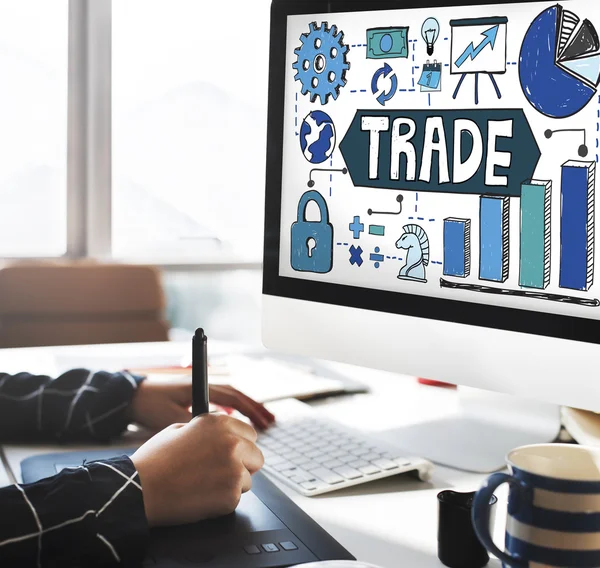 Monitor with trade concept — Stock Photo, Image