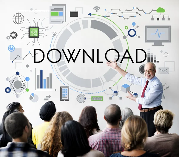 Persone in seminario con download — Foto Stock