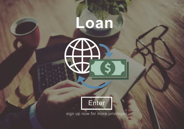 Uomo che lavora con Loan Concept — Foto Stock