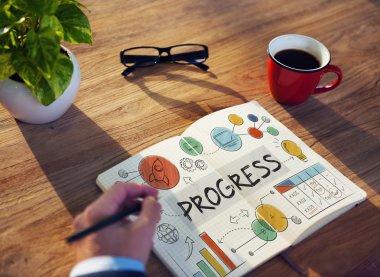 İlerleme kavramı ile çalışan adam