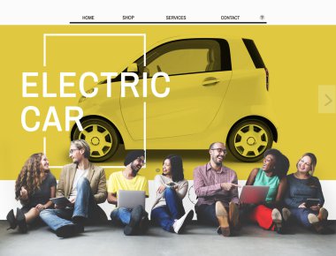 elektrikli otomobil ile duvar çeşitlilik arkadaşları