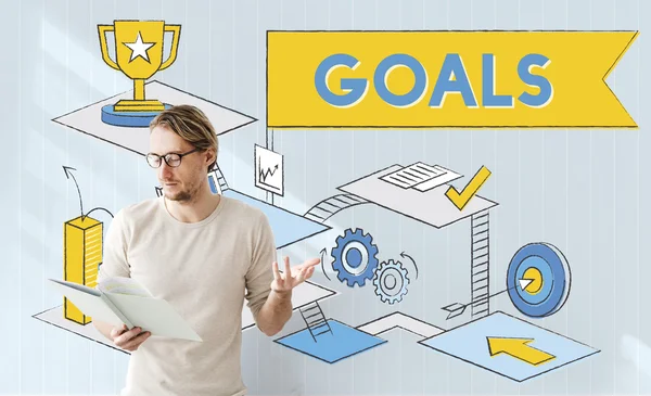 Businessman working with goals — Stock Photo, Image