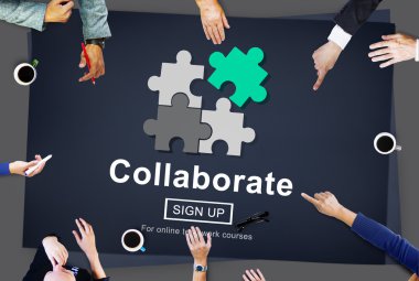 Kavramı üzerinde işaret eden iş adamları işbirliği