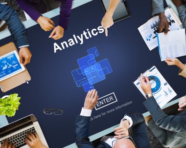 People Pointing on Analytics Data clipart