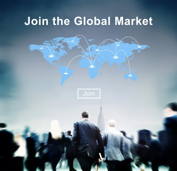 Επιχειρηματίες με συμμετοχή της έννοιας της παγκόσμιας αγοράς — Φωτογραφία Αρχείου