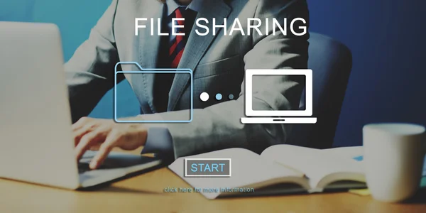 Businessman working and file sharing — Stock Photo, Image