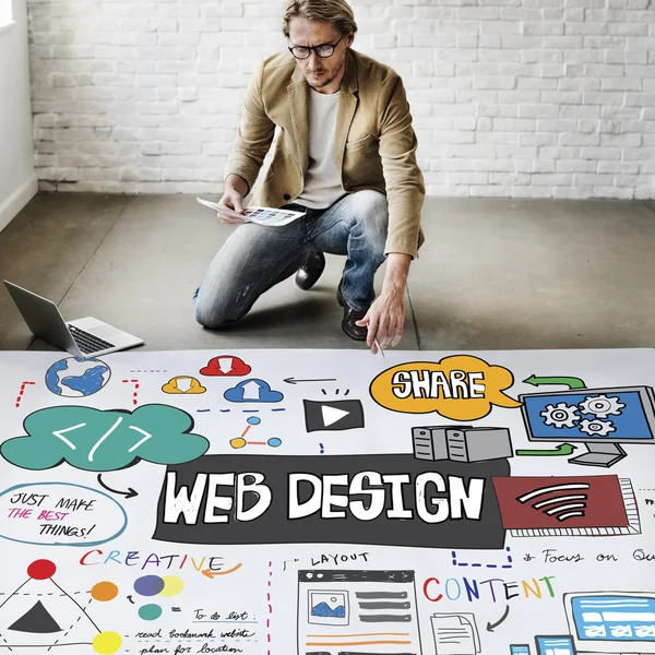 Empresario que trabaja con Diseño Web — Foto de Stock