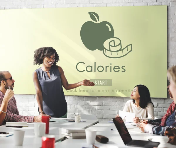 Reunião de negócios com calorias — Fotografia de Stock