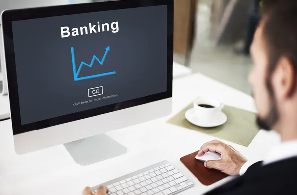 Computer monitor with banking — Stock Photo, Image