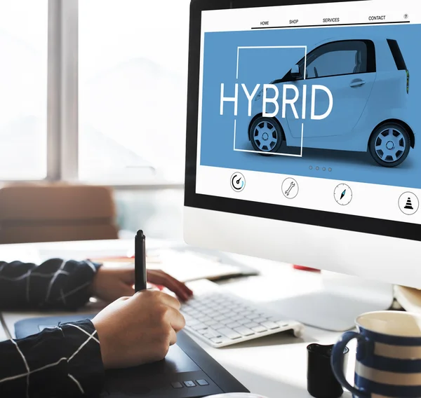 Monitor with hybrid concept — Stock Photo, Image