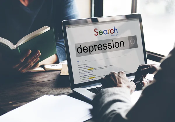 Depressie op computermonitor — Stockfoto