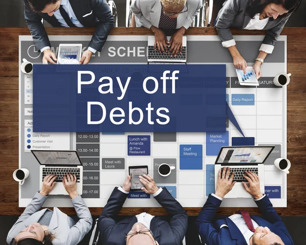 Business people and pay off debts — Stock Photo, Image