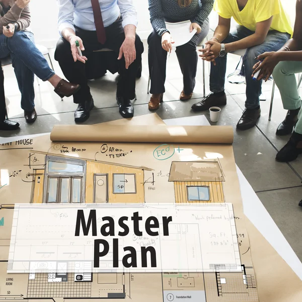 Persone che lavorano con Master Plan — Foto Stock