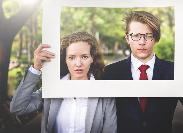 Business People with White frame — Stock Photo, Image